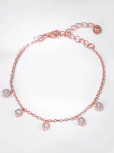 GIVA Kid's 925 Silver Rose Gold-Plated  Zircons Studded Sparkly Charm Anklets