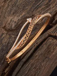 Kushal's Fashion Jewellery White Gold-Plated Party Zircon Kada Bangle