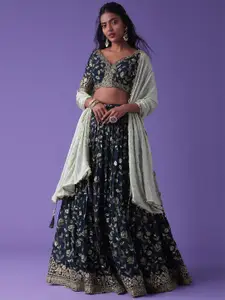 DIVASTRI Embroidered Semi-Stitched Lehenga & Unstitched Choli With Dupatta