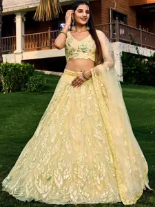 DIVASTRI Embellished Sequinned Semi-Stitched Lehenga & Unstitched Choli With Dupatta