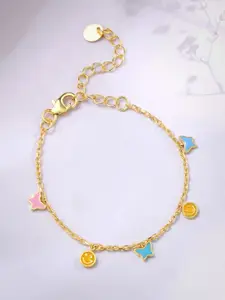 GIVA Kid's 925 Silver Gold-Plated Smile Star Anklets