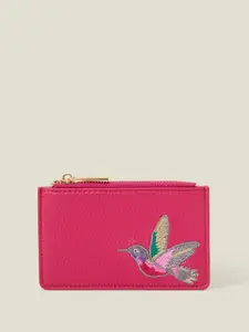 Accessorize Women Embroidered Hummingbird Faux Leather Card Holder