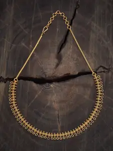 Kushal's Fashion Jewellery Gold-Plated Ruby Studded Antique Necklace
