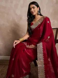 Saree mall Embellished Gotta Patti Pure Chiffon Sarees