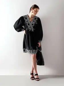 Vero Moda Women Pure Cotton Cuffed Sleeve Fit & Flare Mini Dress