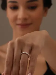 LeCalla 925 Sterling Silver Plated Stoned Studded Twisted Rope Finger Ring