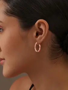 LeCalla 925 Sterling Silver-Plated Cubic Zirconia Studded Contemporary Hoop Earrings