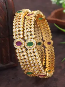 SGA FASHION SGA FASHIO Set Of 2 Gold-Plated AD Studded Bangles