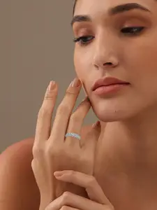 LeCalla 925 Sterling Silver-Plated Cubic Zircon Stone Studded Finger Ring