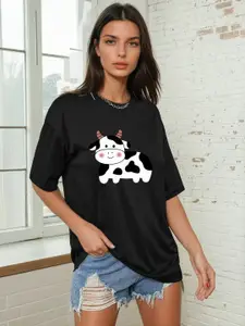 AAHWAN Graphic Printed Drop-Shoulder Sleeves Relaxed Fit T-shirt