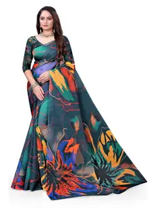 Pemal Designer Floral Printed Organza Saree