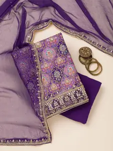 Koskii Ethnic Motifs Embellished Beads And Stones Unstitched Dress Material