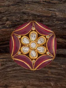 Kushal's Fashion Jewellery Embellished Bridal Victorian-Plated Kundan Stone  Finger Ring