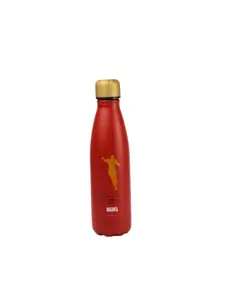 Marvel Red & Gold-Toned Single Stainless Steel Printed Double Wall Vacuum Water Bottle