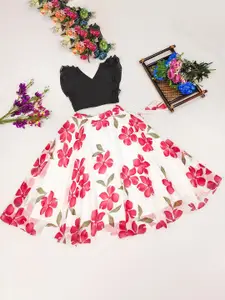 JOVK DESIGN Girls Floral Printed Ready to Wear Lehenga & Choli