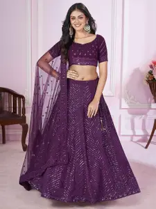 DIVASTRI Embroidered Sequinned Semi-Stitched Lehenga & Unstitched Blouse With Dupatta