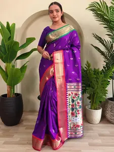 Anouk Woven Design Silk Blend Designer Paithani Saree