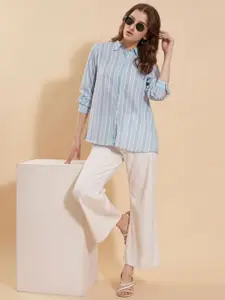 all about you Women Opaque Striped Formal Shirt