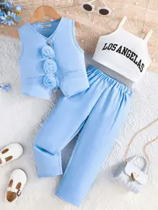 INCLUD Girls Printed Top with Trousers