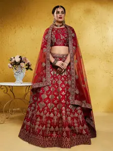 DIVASTRI Embroidered Semi-Stitched Lehenga & Unstitched Blouse With Dupatta