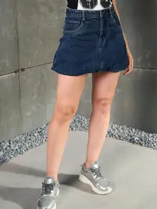 SASSAFRAS Denim Balloon Mini Skirt