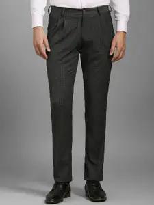 Louis Philippe Men Checked Pleated Trousers
