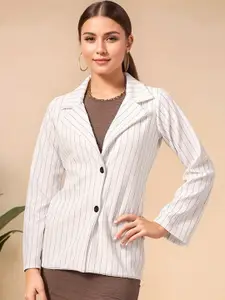 Mast & Harbour Striped Cotton Single Breasted Blazer