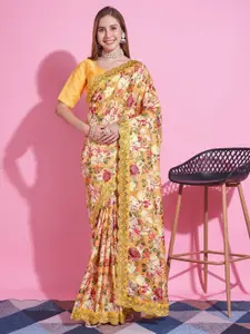 Anouk Floral Embroidered Silk Blend Saree