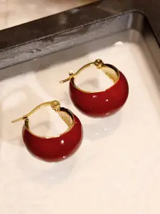 KRENOZ Gold-Plated Circular Hoop Earrings