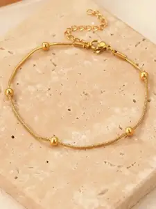 JEWILLEY Gold-Plated Artificial Beads Anklet