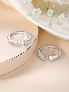 Peora Sterling Silver Rhodium-Plated Cubic Zirconia Studded Toe Rings