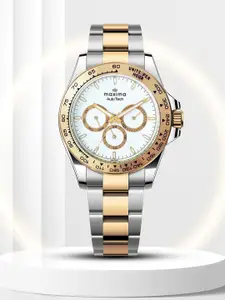 maxima Men Brass Dial & Stainless Steel Bracelet Style Straps Analogue Multi Function Watch 70780CMGT
