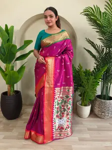 Anouk Woven Design Zari Silk Blend Paithani Saree