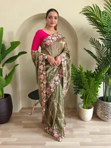 Anouk Ethnic Motifs Embroidered Silk Blend Saree