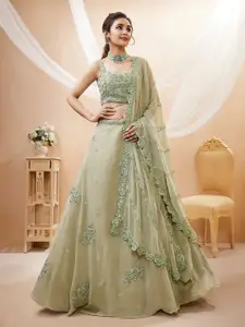 DIVASTRI Embroidered Sequinned Semi-Stitched Lehenga & Unstitched Blouse With Dupatta