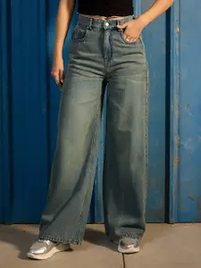 CORSICA Women Vintage Wash Wide Leg Mid-Rise Jeans