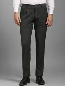 Louis Philippe Men Checked Pleated Trousers