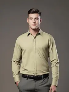 HE SPOKE Solid Satin Stretch Formal Shirt
