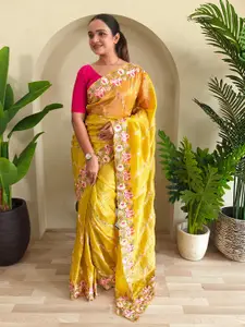 Anouk Ethnic Motifs Embroidered Silk Blend Saree