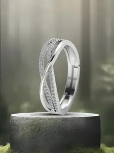 MISS HIGHNESS 925 Sterling Silver Rhodium-Plated Adjustable Finger Ring