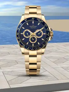 maxima Men Brass Dial & Stainless Steel Bracelet Style Straps Analogue Multi Function Watch 70762CMGY