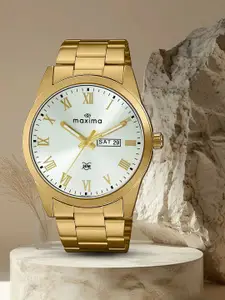 maxima Men Brass Dial & Stainless Steel Bracelet Style Straps Analogue Watch 71574CMGY