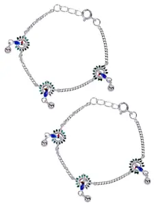 Taraash 925 Sterling Silver Peacock Enamel Anklet