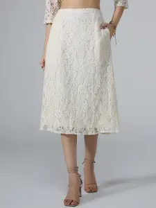 20Dresses Women Self Design A-Line Midi Skirt