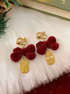 KRENOZ Gold-Plated Contemporary Shaped Drop Earrings