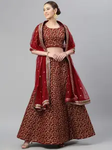DIVASTRI Embroidered Sequinned Semi-Stitched Lehenga & Unstitched Blouse With Dupatta