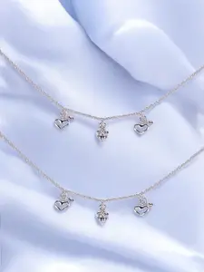 Taraash 925 Sterling Silver Heart With Small Bead Anklet