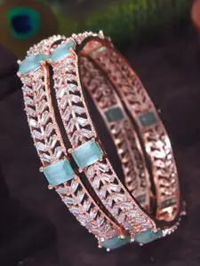 SGA FASHION Set Of 2 Rose Gold-Plated AD Studded Bangles