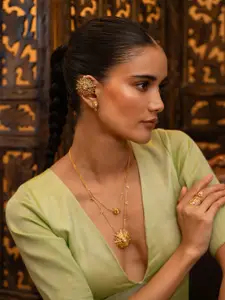 SHAYA Contemporary 925 Sterling Silver Gold Plated Artificial Stones Studs