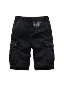 L'monte Men Regular Fit Black Cargo Shorts